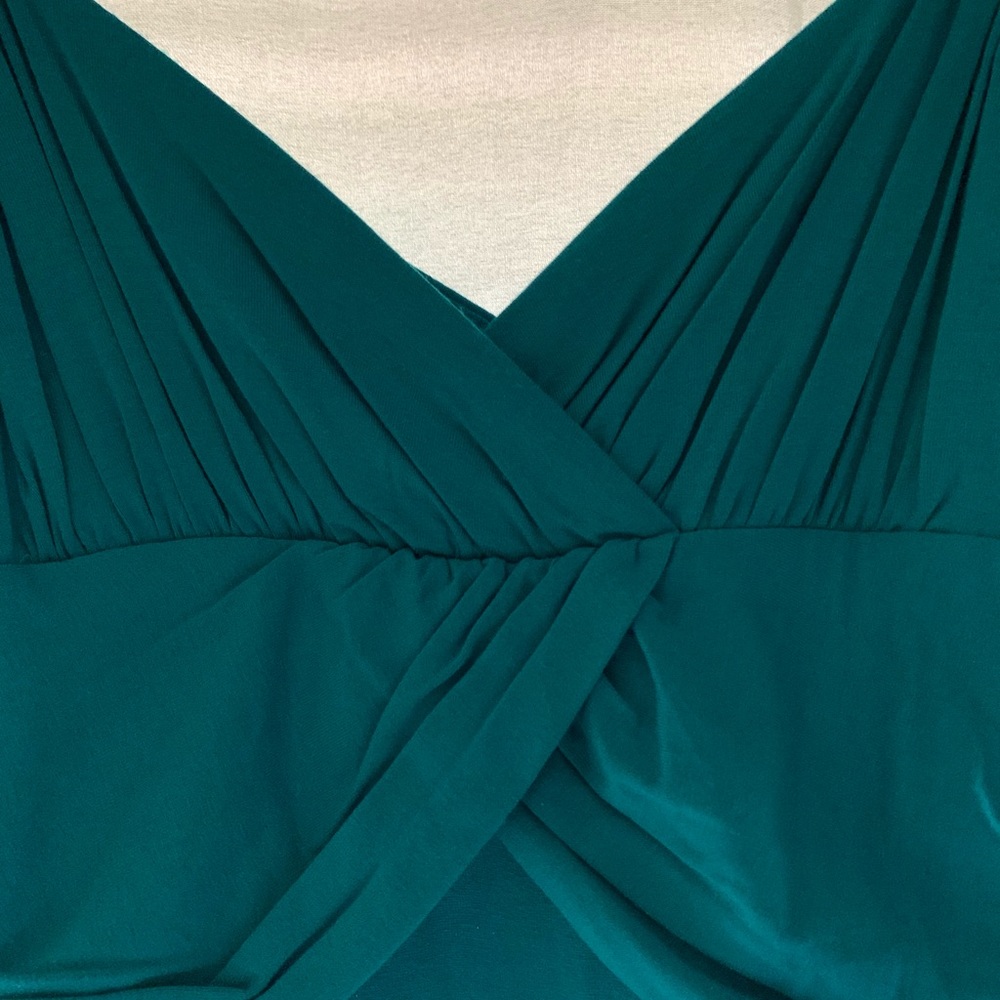 Below the knee teal dress
